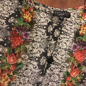 Beautiful LS Floral Vertical Stripes Blouse